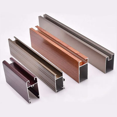 Wood Grain Extruded Aluminum Door Profiles Casement Door Profile Slim Frame