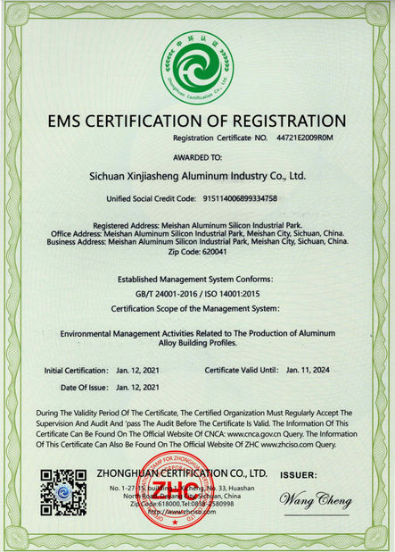China Sichuan Xinjiasheng Aluminum Industry Co.,Ltd certification